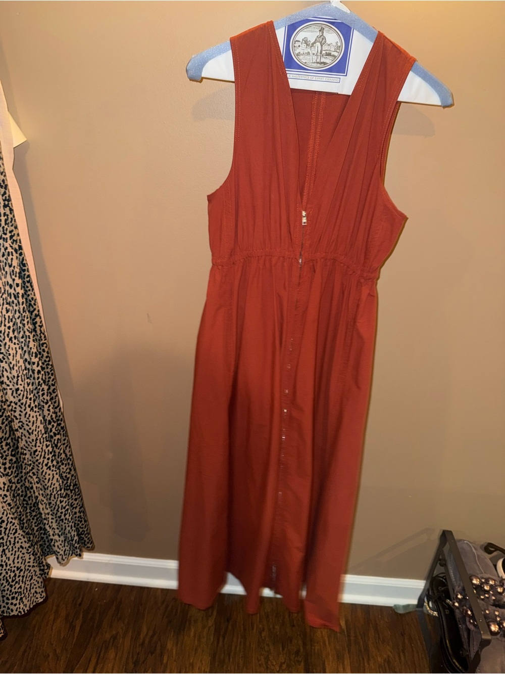 Deluc Rust Zipper-Front Sleeveless Maxi Dress